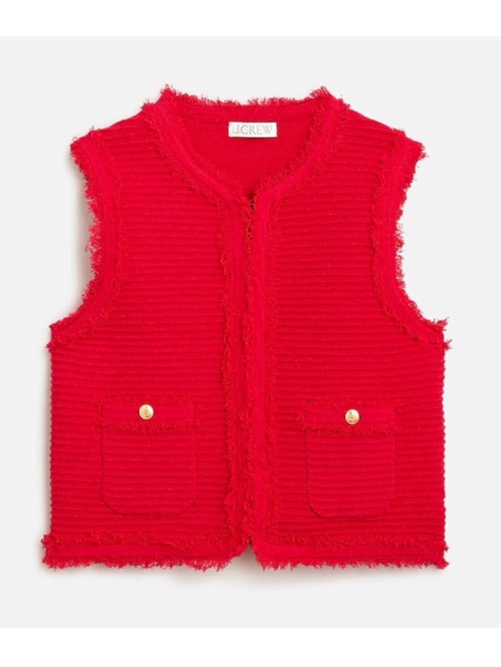 J Crew Red Boucle Knit vest Two-Piece Skirt Set S - Picture 6 of 7